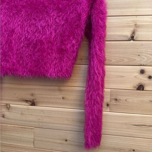 Unif Size XS Neon Pink Fuzzy Button Front Cardigan Shaggy Retro Coquette - Picture 9 of 12